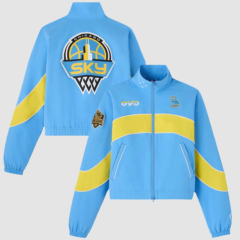 OVO x Wnba Chicago Sky Track Jacket Jacket unisex front product view | Dash Racegear — OVO x WNBA Sky Track Jacket – Chicago Style Statement