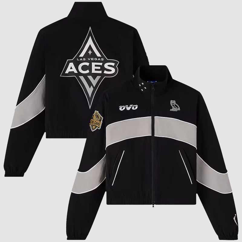 OVO x Wnba Las Vegas Aces Track Jacket Jacket unisex front product view | Dash Racegear — OVO x WNBA Aces Track Jacket – Bold Vegas Street Style