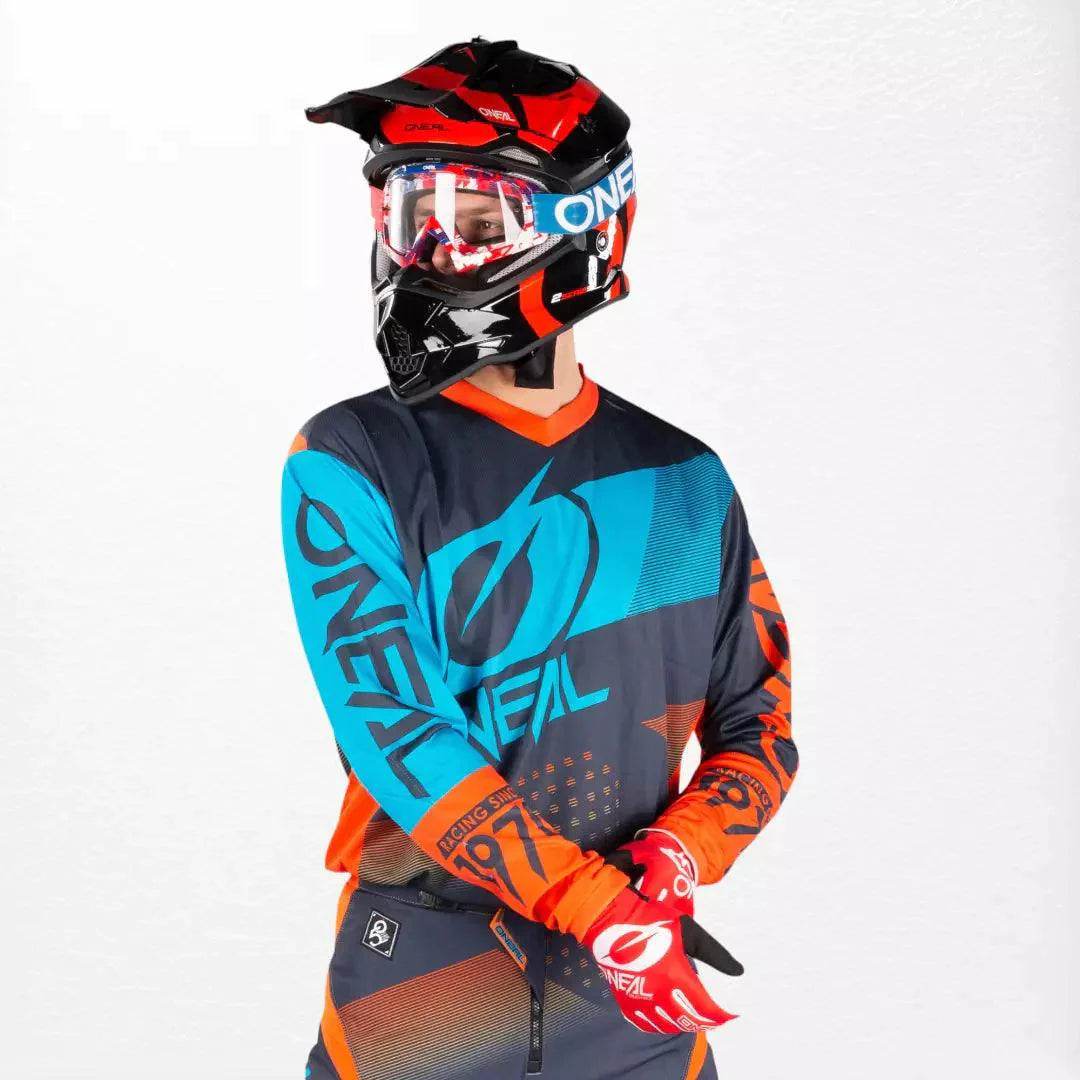 O'Neal Element Factor MX Jersey Gray-Orange-Blue - Dash Racegear Store