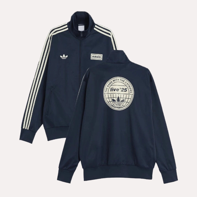 Adidas x Oasis Track Jacket Jacket unisex front product view | Dash Racegear — Adidas Oasis Jacket – Britpop Energy in Motion