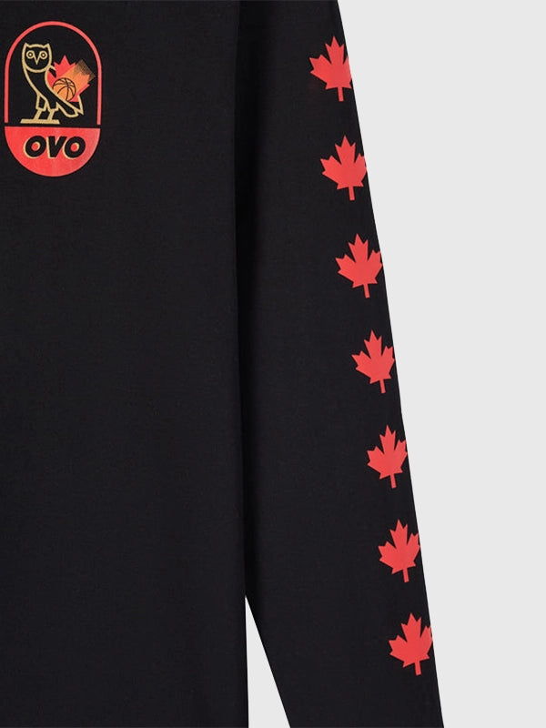 OVO Canada Basketball Long Sleeve T-Shirt Shirt unisex detail view 4 | Dash Racegear — Black 2026 October’s Very Own Canada Basketball Long Sleeve Tee combining simple construction with athletic influence