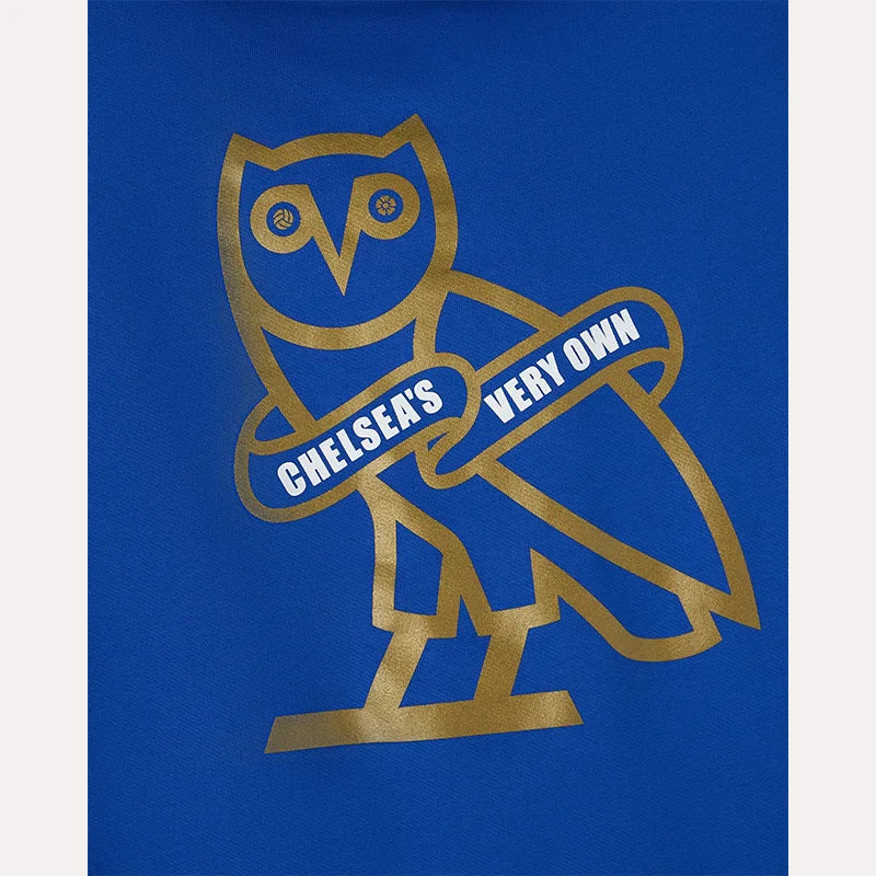 OVO x Chelsea FC Blue Hoodie Hoodie unisex detail view 6 | Dash Racegear — Streetwear-inspired OVO Chelsea FC hoodie in signature blue