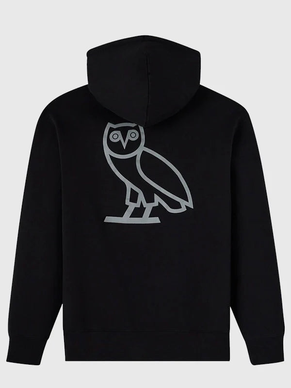 OVO x Marvel Mr. Fix It Hoodie Hoodie unisex detail view 2 | Dash Racegear — OVO x Marvel Mr. Fix It Black Hoodie with comfortable pullover style and eye-catching design, perfect for casual layering.
