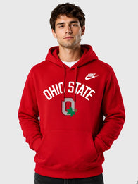 Ohio State Nike Legacy Arch Club Red Hoodie Hoodie unisex front product view | Dash Racegear — Nike Ohio State Legacy Arch Club College Pullover Hoodie in Red featuring premium comfort and collegiate-inspired everyday style.