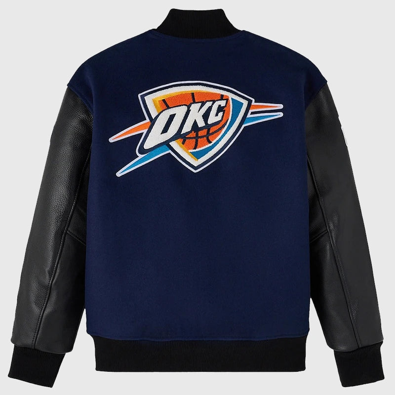 Oklahoma City Thunder OVO x NBA Varsity Jacket Varsity Jacket unisex detail view 2 | Dash Racegear — New York Knicks OVO varsity jacket 2025 collection