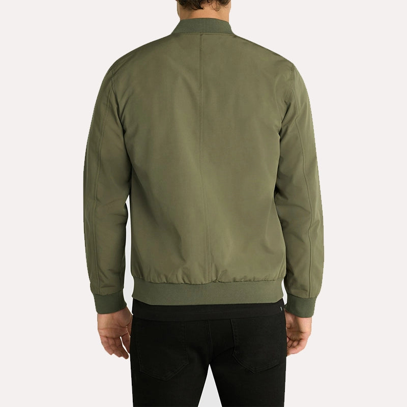 Olive Green Eric Bomber Jacket Bomber Jacket unisex detail view 2 | Dash Racegear — Eric Olive Green Bomber Jacket for Men With Zipper