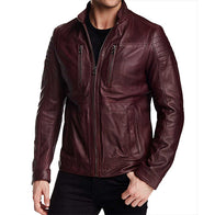 Oliver Maroon Aviator Cafe Racer Jacket Jacket unisex detail view 3 | Dash Racegear — Oliver Maroon Cafe Racer Leather Jacket