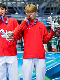 Winter Olympics 2026 Opening Ceremony Team China Red Jacket Jacket unisex detail view 2 | Dash Racegear — Team China bright red jacket for Milano Cortina 2026 Opening Ceremony, sleek cut and striking Olympic accents.