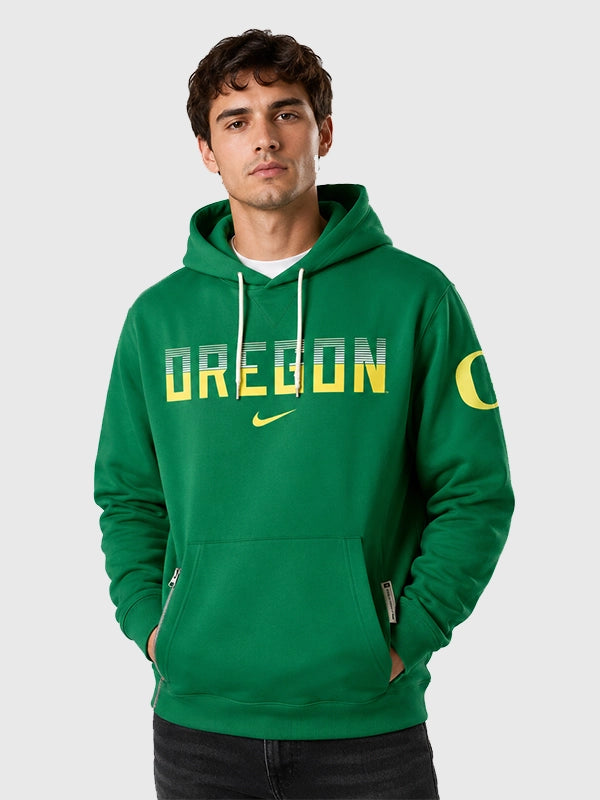 Oregon Ducks 2026 Nike Green Sideline Hoodie Hoodie unisex front product view | Dash Racegear — Nike Oregon Ducks 2026 Dri-FIT Sideline Standard Issue Green Hoodie featuring premium comfort and football-inspired everyday performance style.