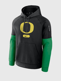 Oregon Ducks Fitness Performance Hoodie Hoodie unisex detail view 2 | Dash Racegear — Black Nike Oregon Ducks Pullover Hoodie, soft and stretchy, perfect for workouts or casual fan style.