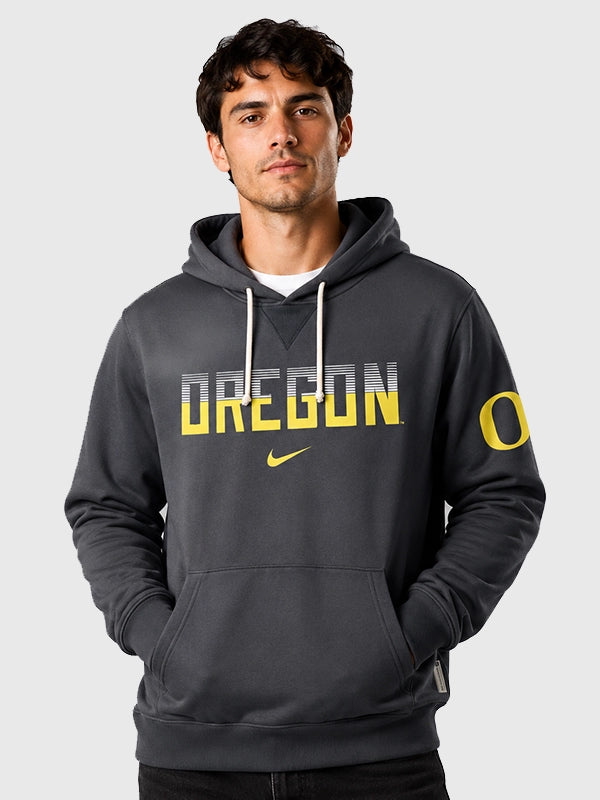 Oregon Ducks 2026 Nike Sideline Hoodie Hoodie unisex front product view | Dash Racegear — Nike Oregon Ducks Sideline College Standard Issue Dri-FIT Pullover Hoodie featuring premium comfort and football-inspired everyday performance style.