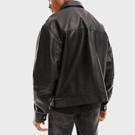 Oversized Black Leather Jacket Men Leather Jacket men detail view 2 | Dash Racegear — Oversized Black Leather Jacket Men