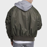 Men’s Hooded Oversized Bomber Jacket Bomber Jacket men detail view 3 | Dash Racegear — Men's Hooded Oversized Green Bomber Jacket