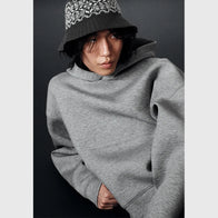 Weekday Scuba Hoodie Hoodie unisex detail view 7 | Dash Racegear — Grey pullover fleece hoodie with scuba fabric by Weekday
