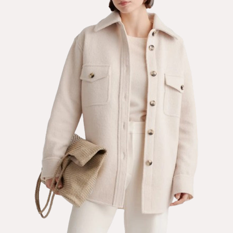 Womens Oversized Wool Shirt Shirt women front product view | Dash Racegear — Wool Shirt Jacket For Womens