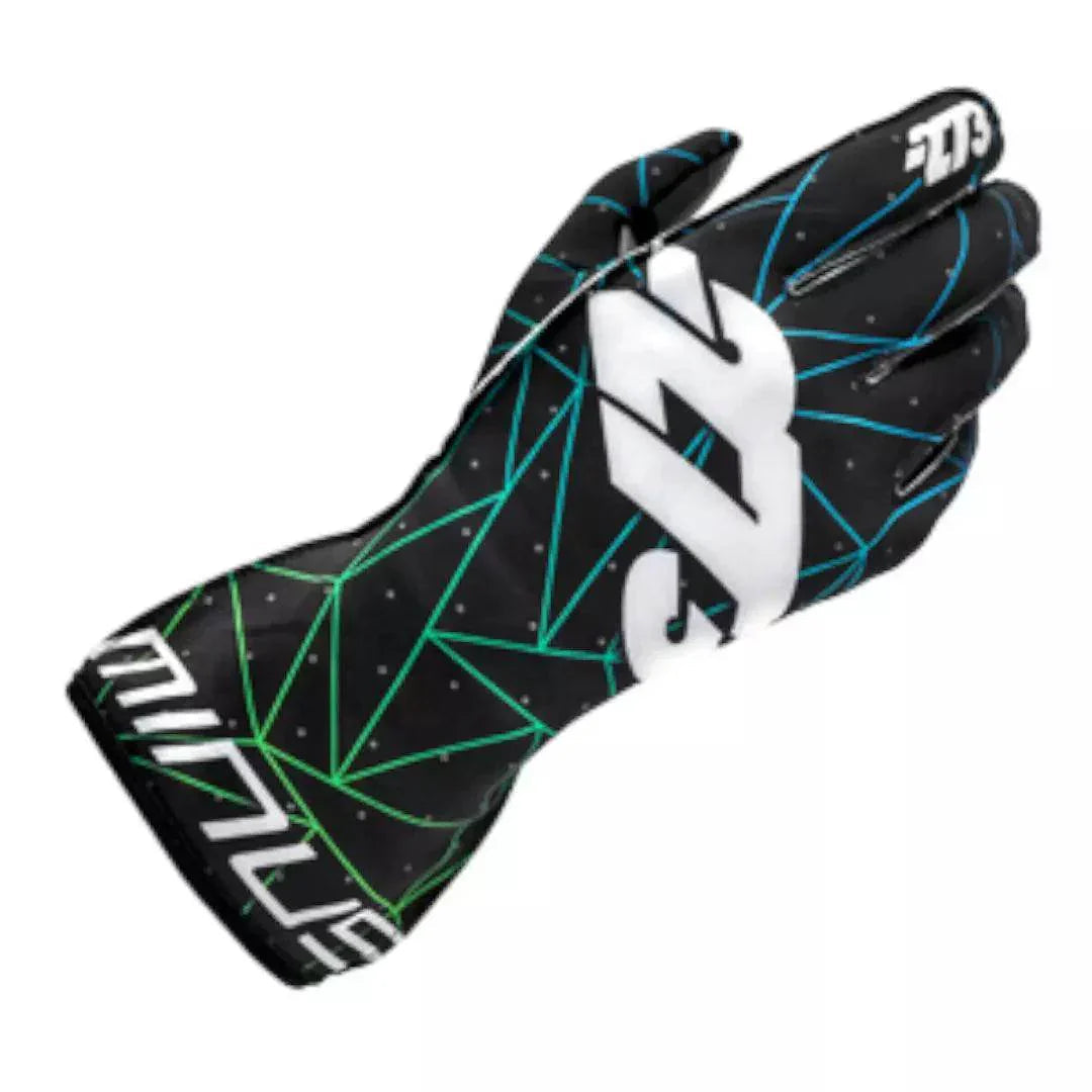 POLY EVO Black/Green/Cyan Gloves - Large | DASH RACEGEAR