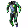 PRO SERIES EVO AIRBAG CE MENS LEATHER SUIT - NEONGREEN/PURPLEBOLT - UK 52 / EUR 62 / INTL 4XL