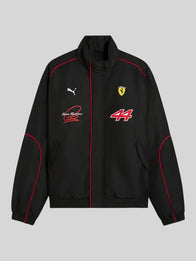 PUMA Ferrari F1 Lewis Hamilton Jacket Jacket unisex front product view | Dash Racegear — Black Lewis Hamilton PUMA x Ferrari F1 track jacket with lightweight design, built for speed and comfort.