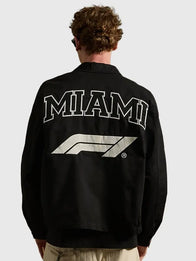 Formula 1 x Pacsun Miami Work Jacket Jacket unisex detail view 3 | Dash Racegear — Black unisex workwear jacket from Pacsun x F1 Miami GP, durable racing-inspired layer for fans at events or daily wear