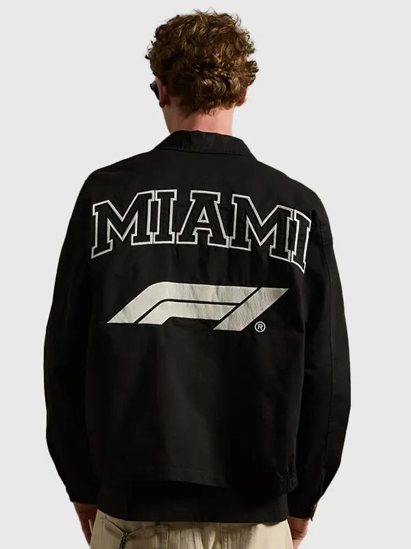 Formula 1 x Pacsun Miami Work Jacket Jacket unisex detail view 3 | Dash Racegear — Black unisex workwear jacket from Pacsun x F1 Miami GP, durable racing-inspired layer for fans at events or daily wear