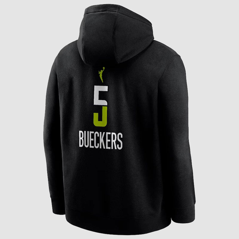 Nike Paige Bueckers Black Dallas Wings Hoodie Hoodie unisex detail view 3 | Dash Racegear — Nike black Dallas Wings hoodie with Paige Bueckers detailing