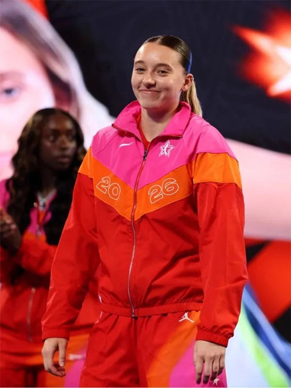 Paige Bueckers WNBA All-Star Game Windrunner Jacket Jacket unisex front product view | Dash Racegear — Paige Bueckers WNBA All-Star Game 2026 full-zip Windrunner jacket crafted for lightweight comfort and versatile casual fashion.