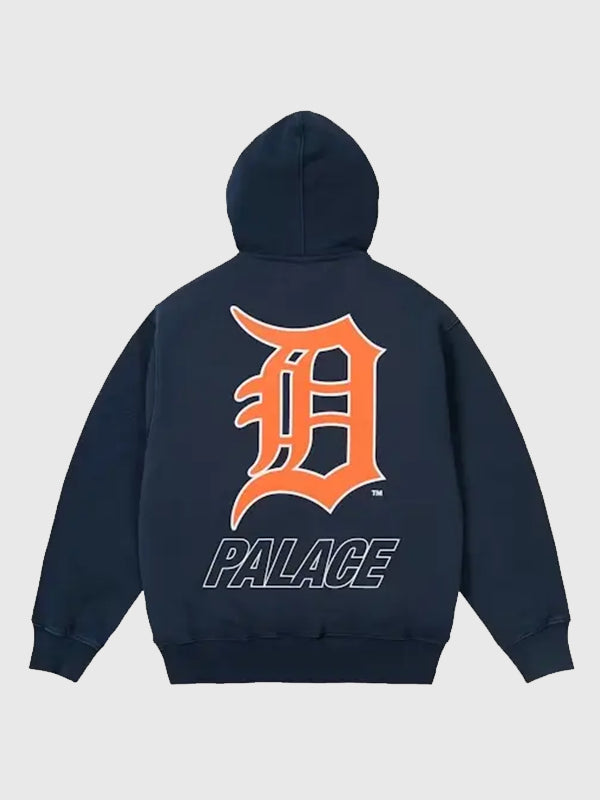 Palace x Detroit Tigers 2026 Hoodie Hoodie unisex detail view 2 | Dash Racegear — Palace Skateboards x Detroit Tigers 2026 Blue & White Pullover Hoodie with a soft feel, relaxed fit, and bold streetwear design.