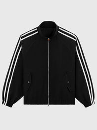 Parke Sport Stripe Nylon Jacket Jacket unisex front product view | Dash Racegear — Black Parke 2026 Sport Stripe nylon jacket with lightweight feel, great for everyday city wear.