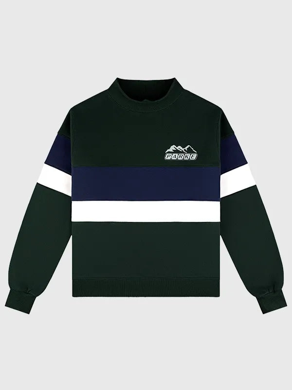 Parke Vintage Stripe Mockneck Sweatshirt Sweatshirt unisex detail view 3 | Dash Racegear — Parke 2026 Sport graphic mockneck fleece sweatshirt in green, cozy and perfect for casual streetwear style.