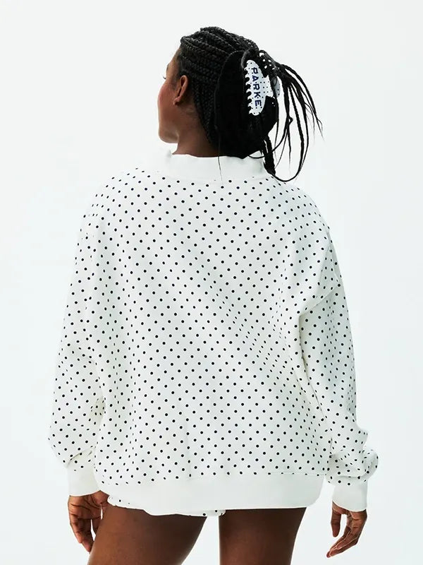 Parke Polka Dot Varsity Mockneck Sweatshirt Sweatshirt unisex detail view 8 | Dash Racegear — Parke Polka Dot Varsity mockneck fleece sweatshirt blending premium warmth with contemporary everyday wearability.