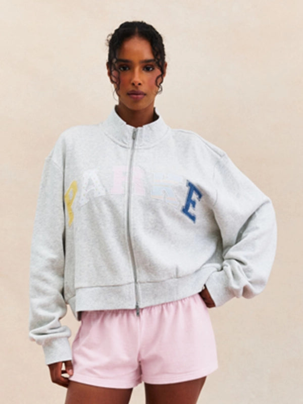 Parke Birthday Drop 2026 Patchwork Mockneck Jacket Jacket unisex detail view 2 | Dash Racegear — Heather grey Parke Birthday Drop patchwork fleece jacket featuring a versatile unisex fit and modern casual style.