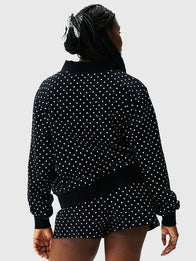 Parke Polka Dot Varsity Mockneck Sweatshirt Sweatshirt unisex detail view 6 | Dash Racegear — Parke Polka Dot Varsity mockneck fleece sweatshirt blending premium warmth with contemporary everyday wearability.
