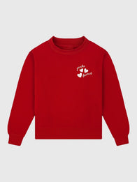 Parke & Brunch Valentine’s Mockneck Sweatshirt Sweatshirt unisex front product view | Dash Racegear — Parke & Brunch Valentine’s Mockneck Fleece Sweatshirt in red, cozy and playful for casual or festive winter wear.