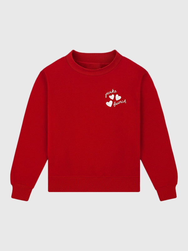Parke & Brunch Valentine’s Mockneck Sweatshirt Sweatshirt unisex front product view | Dash Racegear — Parke & Brunch Valentine’s Mockneck Fleece Sweatshirt in red, cozy and playful for casual or festive winter wear.