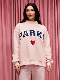 Parke Heart Varsity Mockneck Sweatshirt Sweatshirt unisex detail view 2 | Dash Racegear — Pink 2026 Parke Valentine’s Heart Varsity Mockneck Fleece Sweatshirt, warm and stylish for casual wear.