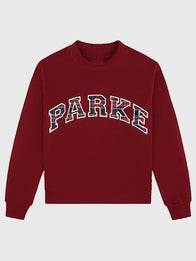 Parke Holiday Plaid Varsity Mockneck Sweatshirt Sweatshirt unisex detail view 3 | Dash Racegear — 2025 Parke Holiday Plaid Varsity Fleece Maroon Mockneck Sweatshirt, soft fleece with plaid accents, unisex winter staple for casual outfits.