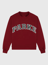 Parke Holiday Varsity Mockneck Maroon Sweatshirt Sweatshirt unisex detail view 3 | Dash Racegear — Stylish maroon 2025 Parke Holiday Varsity fleece sweatshirt, mockneck edition, tailored for students and seasonal wardrobe essentials.