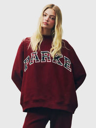 Parke Holiday Plaid Varsity Mockneck Sweatshirt Sweatshirt unisex front product view | Dash Racegear — 2025 Parke Holiday Plaid Varsity Fleece Maroon Mockneck Sweatshirt, stylish varsity design, cozy fabric, perfect for seasonal events or weekend wear.