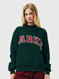Parke Holiday Varsity Mockneck Green Sweatshirt Sweatshirt unisex front product view | Dash Racegear — 2025 Parke Holiday Varsity Mockneck Fleece Sweatshirt in Green, cozy mockneck, unisex winter essential, perfect for layering, holiday events, and…