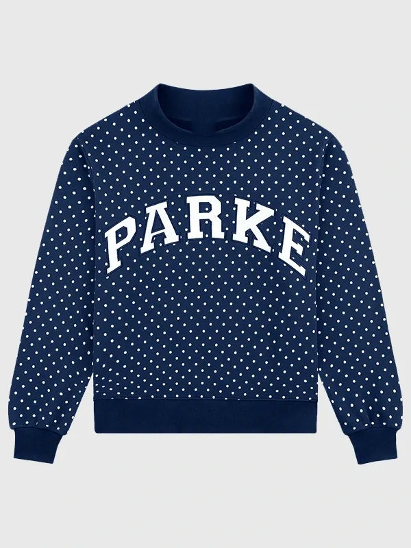 Parke Polka Dot Varsity Mockneck Sweatshirt Sweatshirt unisex detail view 11 | Dash Racegear — Parke 2026 Polka Dot Varsity Mockneck Fleece Sweatshirt in Navy featuring premium comfort and modern varsity-inspired everyday style.