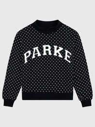 Parke Polka Dot Varsity Mockneck Sweatshirt Sweatshirt unisex detail view 10 | Dash Racegear — Black Parke 2026 Polka Dot Varsity mockneck fleece sweatshirt crafted for cozy comfort and versatile casual fashion.
