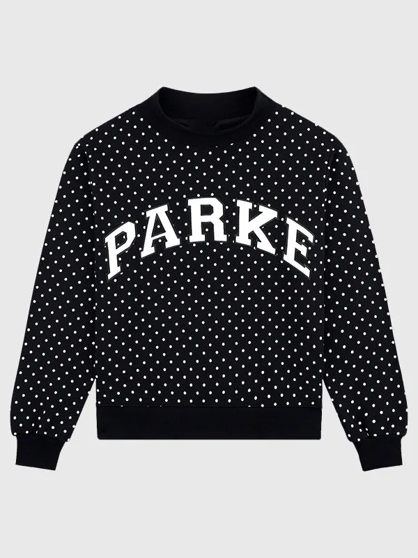 Parke Polka Dot Varsity Mockneck Sweatshirt Sweatshirt unisex detail view 10 | Dash Racegear — Black Parke 2026 Polka Dot Varsity mockneck fleece sweatshirt crafted for cozy comfort and versatile casual fashion.