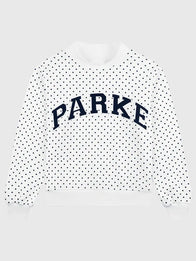 Parke Polka Dot Varsity Mockneck Sweatshirt Sweatshirt unisex detail view 12 | Dash Racegear — Parke 2026 Polka Dot Varsity Mockneck Fleece Sweatshirt in White featuring premium comfort and modern varsity-inspired everyday style.