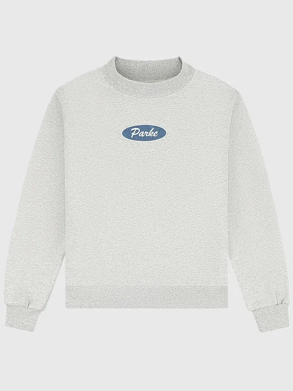 Parke Signature Patch Mockneck Sweatshirt Sweatshirt unisex front product view | Dash Racegear — 2026 Parke grey Signature Patch mockneck fleece sweatshirt, soft cozy fit for modern casual streetwear.