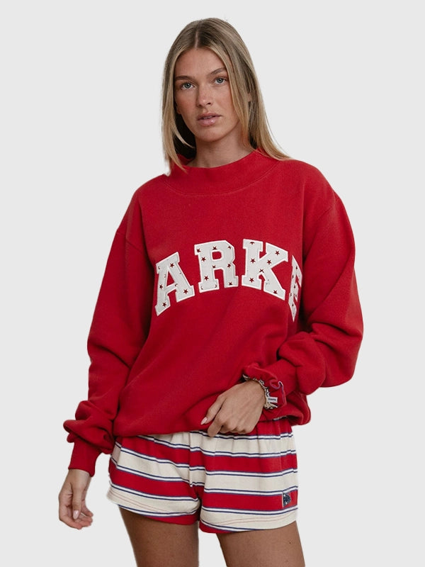 Parke Sparkler Varsity Mockneck Fashion Apparel unisex detail view 2 | Dash Racegear — Front image of Parke Sparkler Varsity Mockneck Red