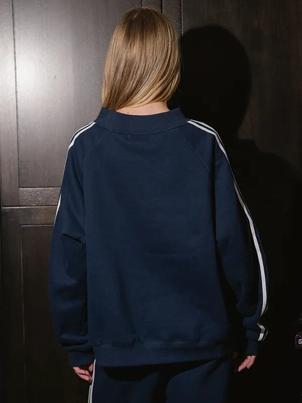 Parke Sport Stripe Mockneck Sweatshirt Sweatshirt unisex detail view 3 | Dash Racegear — Parke 2026 navy Sport Stripe mockneck sweatshirt with relaxed fit, great for casual outings.