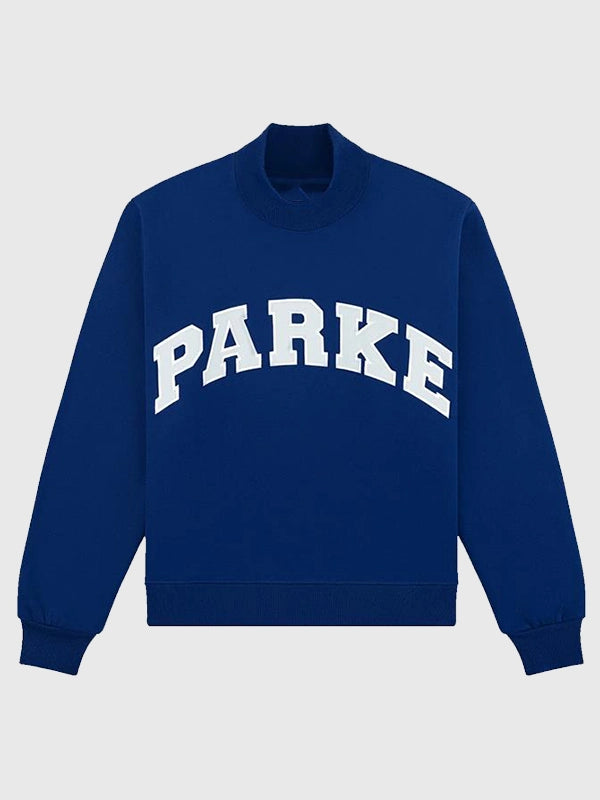 Parke Holiday Varsity Turtleneck Sweatshirt Sweatshirt unisex detail view 3 | Dash Racegear — 2025 Parke Holiday Varsity Turtleneck Fleece Sweatshirt in Blue, premium fleece fabric, varsity-inspired accents, suited for everyday winter outfits.