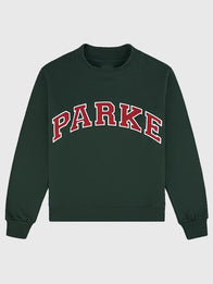 Parke Holiday Varsity Mockneck Green Sweatshirt Sweatshirt unisex detail view 3 | Dash Racegear — 2025 Parke Holiday Varsity Mockneck Fleece Sweatshirt in Green, premium fleece, classic varsity design, versatile for everyday winter wear.