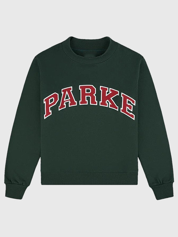 Parke Holiday Varsity Mockneck Green Sweatshirt Sweatshirt unisex detail view 3 | Dash Racegear — 2025 Parke Holiday Varsity Mockneck Fleece Sweatshirt in Green, premium fleece, classic varsity design, versatile for everyday winter wear.