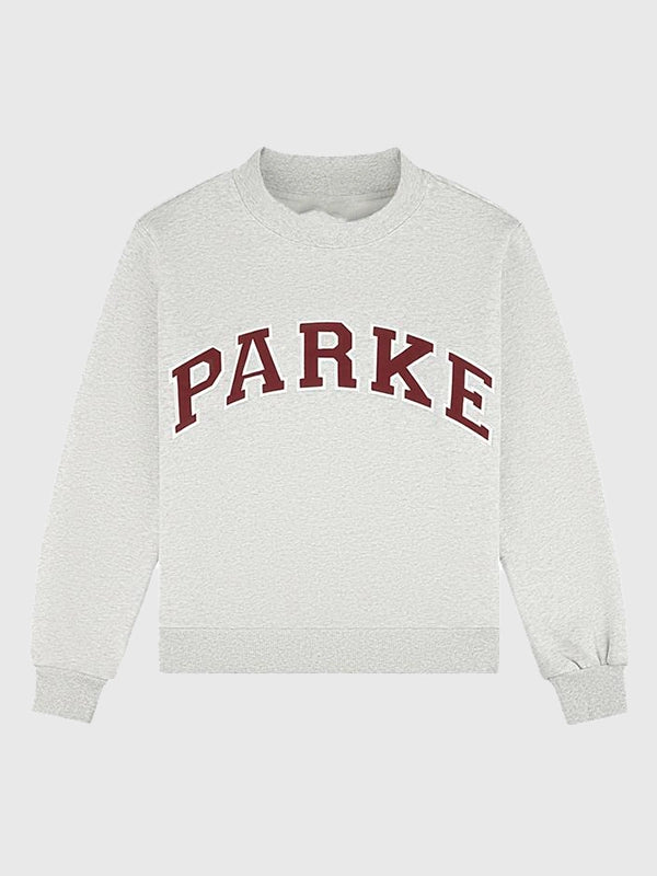 Parke Holiday Varsity Mockneck Grey Sweatshirt Sweatshirt unisex detail view 3 | Dash Racegear — Cozy grey 2025 Parke Holiday Varsity fleece mockneck, designed for holiday season comfort and stylish warmth.